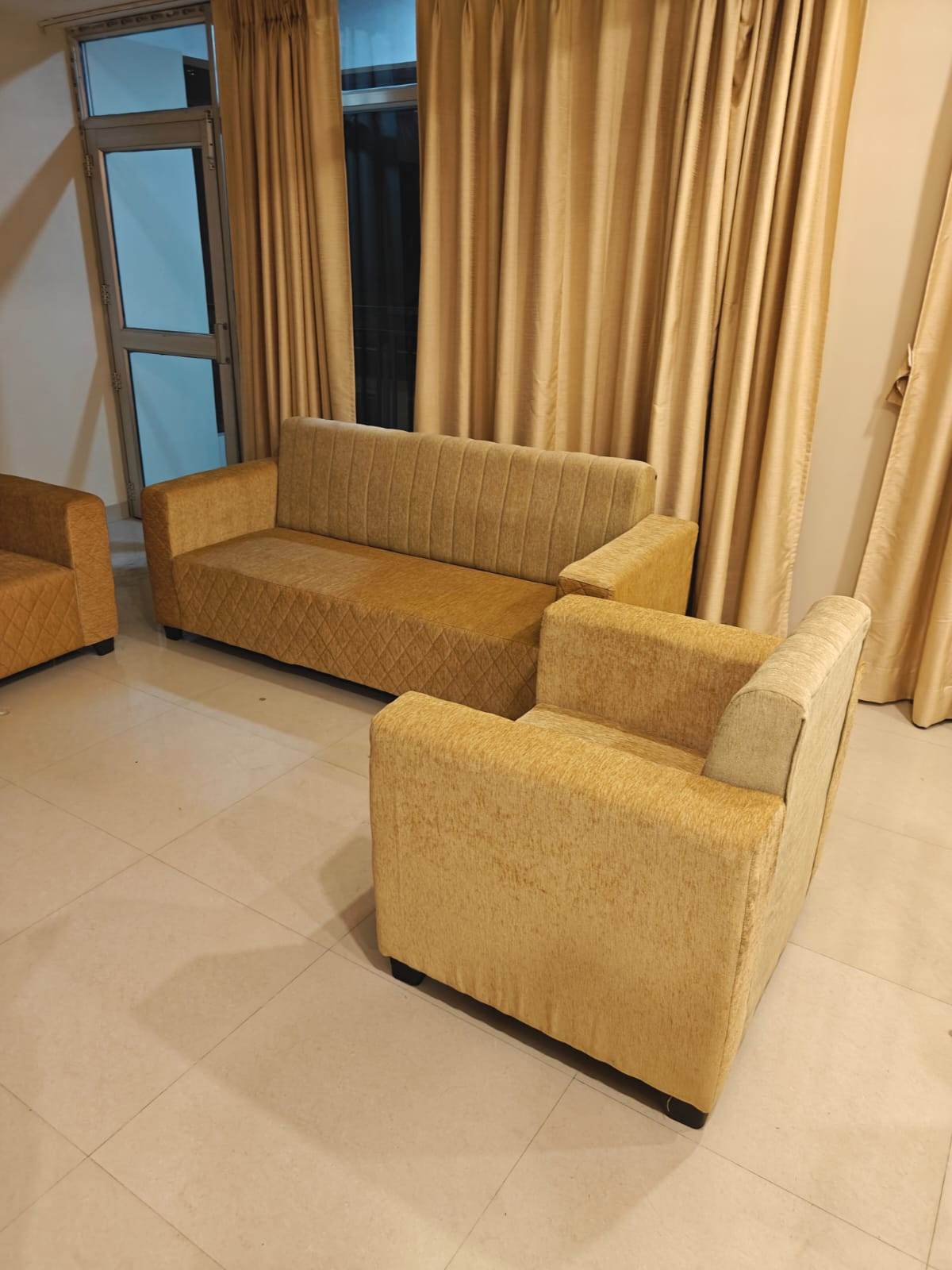Bowzar Mini Dulux 5 Seater Sofa Premium Jute Fabric and High Density Foam Soft Brown