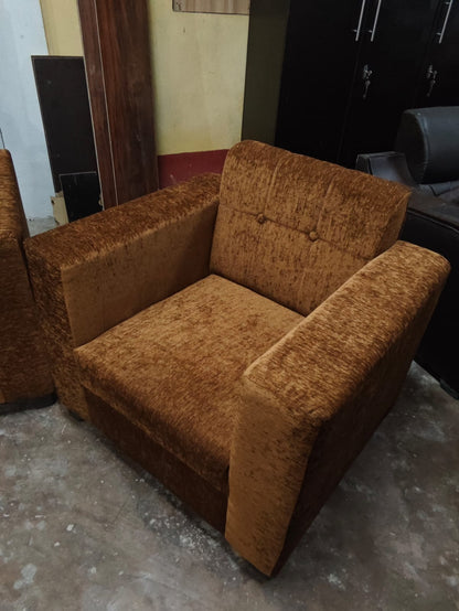 Bowzar Mini Dulux 5 Seater Sofa Premium Jute Fabric and High Density Foam Soft Brown