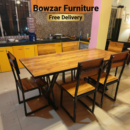 Bowzar 3x6 Feet MDF Board 6 Seater Dining Set Long Lasting
