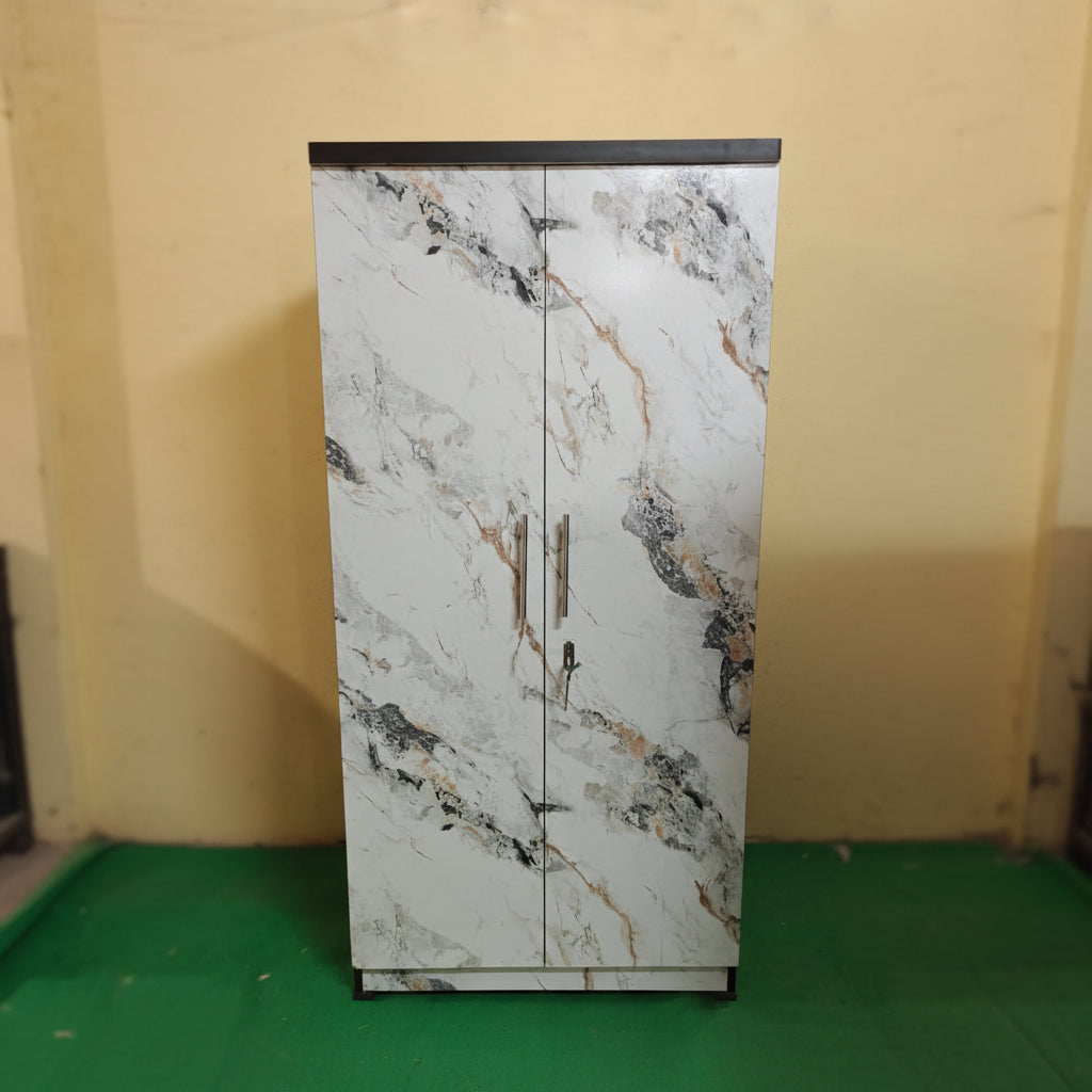 Bowzar 5.5 Feet 2 Door Almirah White Marble