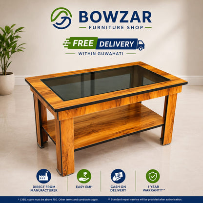 Bowzar Center Table With Black Glass