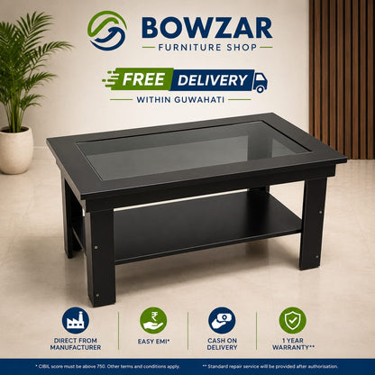 Bowzar Center Table With Black Glass