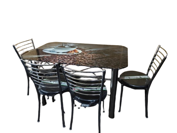 BOWZAR - Steel Printed Dining Table Set (4-Seater)