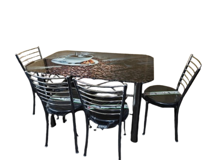 BOWZAR - Steel Printed Dining Table Set (4-Seater)