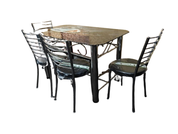 BOWZAR - Steel Printed Dining Table Set (4-Seater)