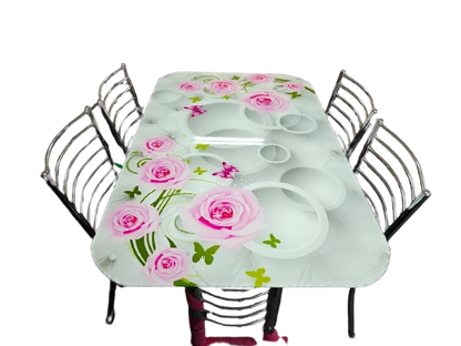 BOWZAR - Steel Printed Dining Table Set (4-Seater)