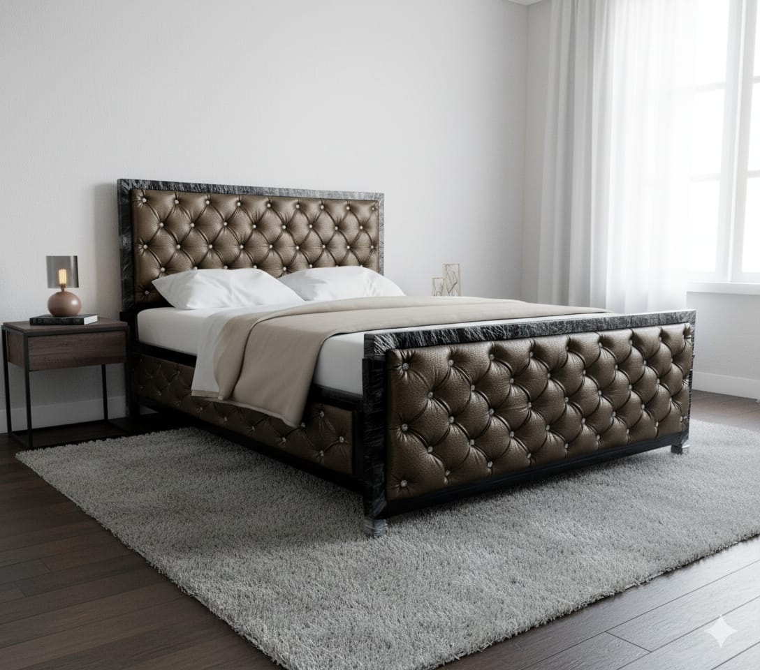Bowzar King Bed Size 6X6.5 with All Side Upholstered Cushion
