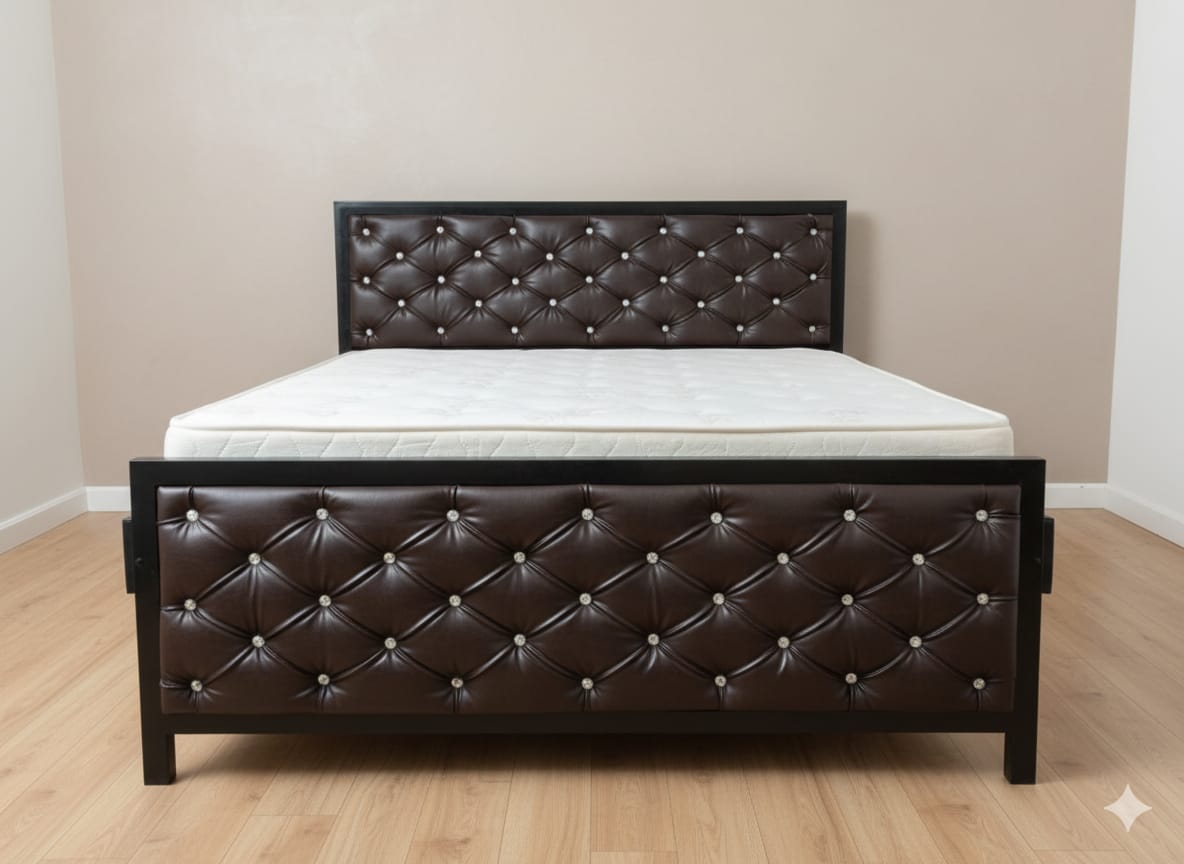 Bowzar King Bed Size 6X6.5 with All Side Upholestered Cushion Dark Coffee