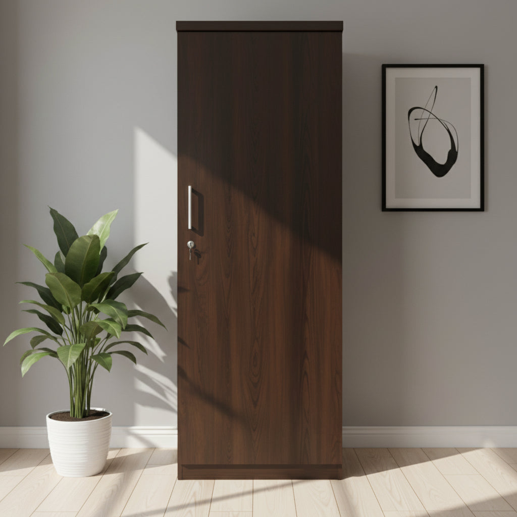 Bowzar Single Door Almirah Wardrobe With Drawer 72X24X16 Inch Wenge
