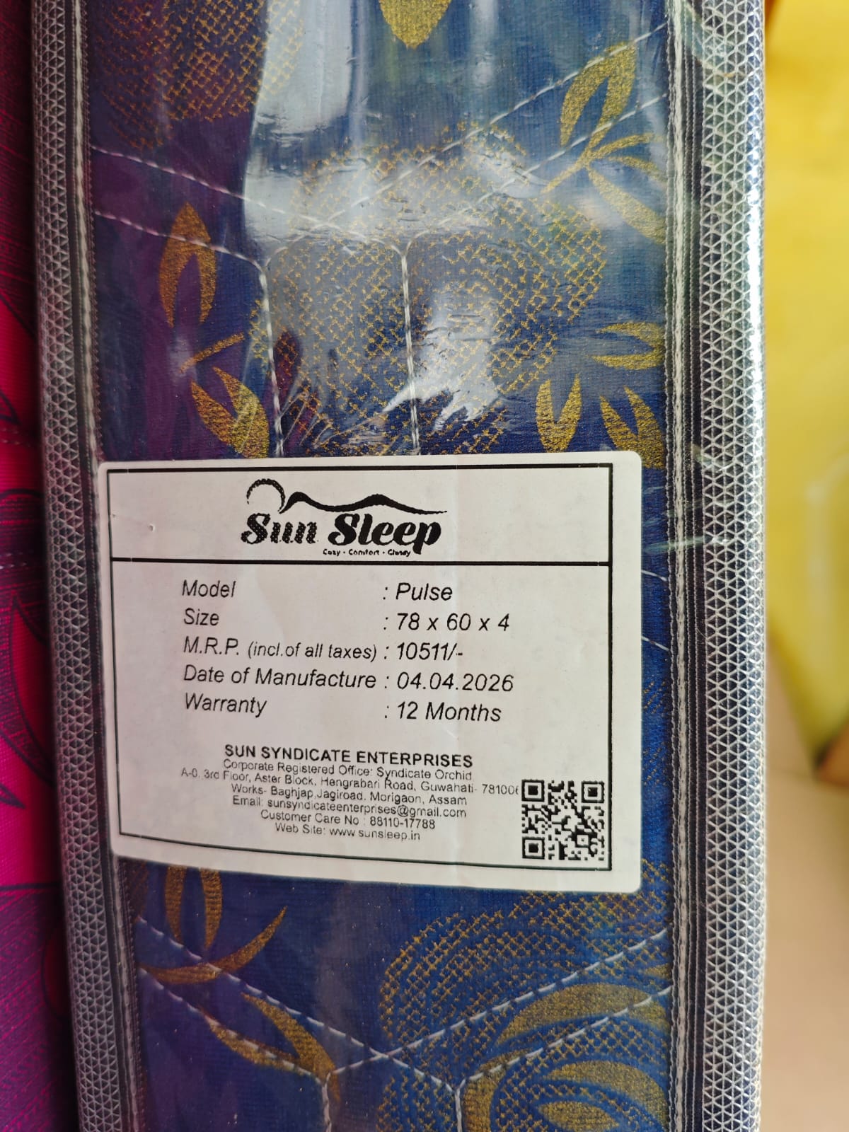 SunSleep Pulse 4 Inch Queen Mattress Size 5X6.5 Feet 60X78 Inch Mattress 1 Year Warranty