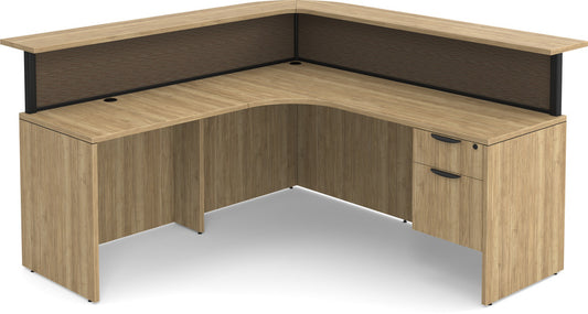 Borders Reception Desk 66" x 66" Left Hand with Box/File Pedestal