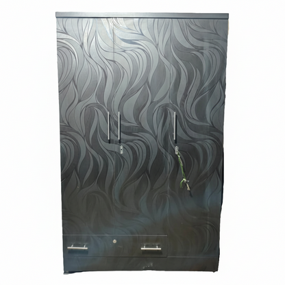 Bowzar 3 Door Almirah Wardrobe with Drawer 3 Door Almirah Black Nagin