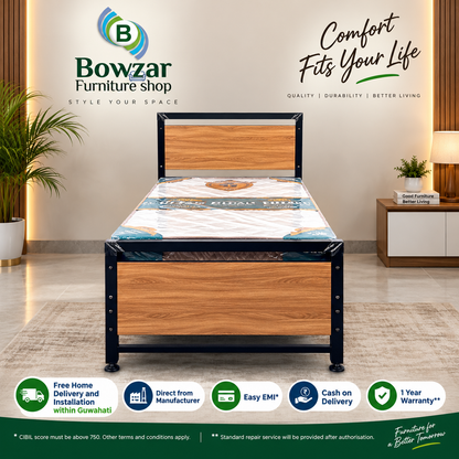 Bowzar Single Bed Wooden Look Heavy Quality