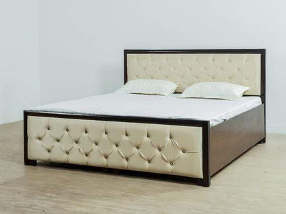 Bowzar 6X6.5 Feet King Box Bed With Head and Leg Cushion Board King Box Bed