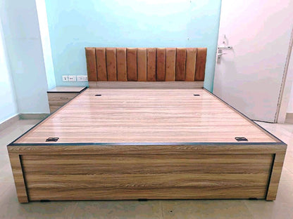 Engineering Wood Double Box Bed 4x6.5 Feet Padded Cushion Board