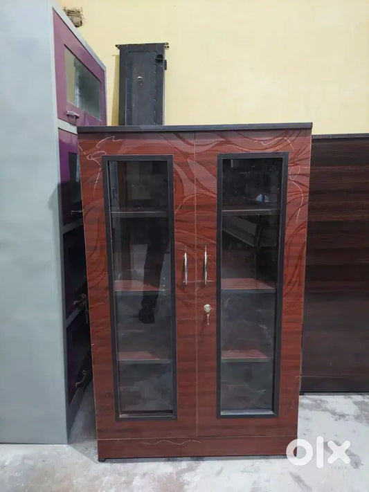 EW Mini Almirah With Glass Door 50 Inch Wardrobe Cabinet Kitchen Cabinet