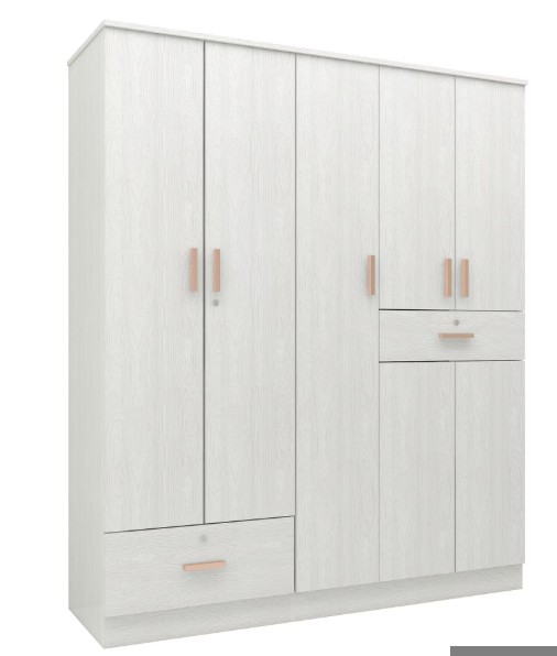 Bowzar 5 Door Wardrobe Almira Height 6 Feet, Width 6 Feet Depth 18 Inch