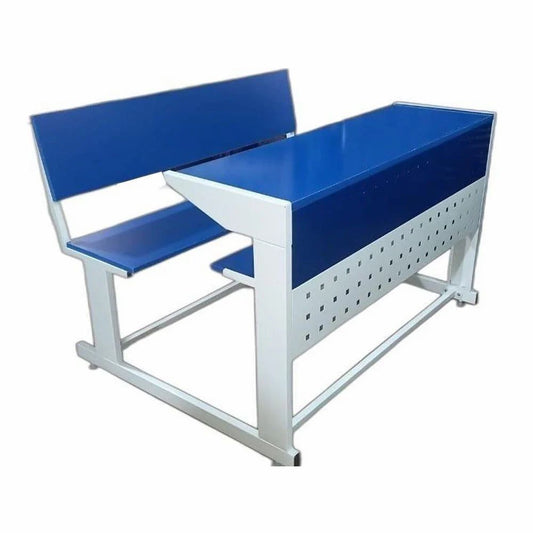 Bowzar Desk Bench Pair Two Seater with Back Rest Powder Coated