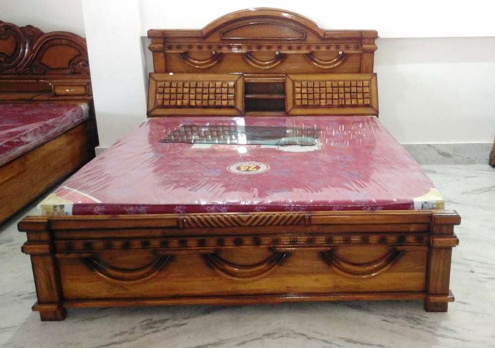 Bowzar Wooden Bed King Size Teak Wood Segun Kath Box Bed