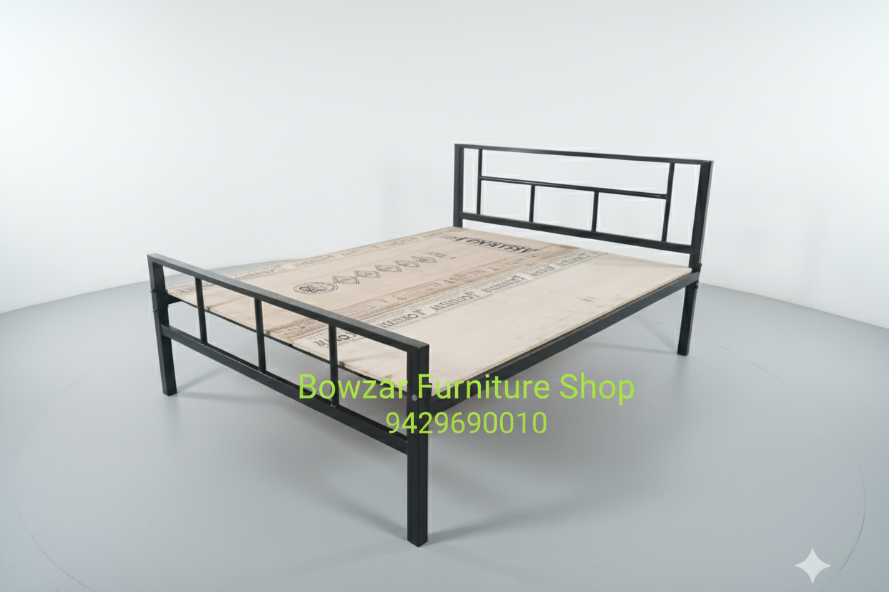 Bowzar HM Queen Bed Size 5X6.5 Feet Iron Metal Bed Bachelor Hostel PG Guest House