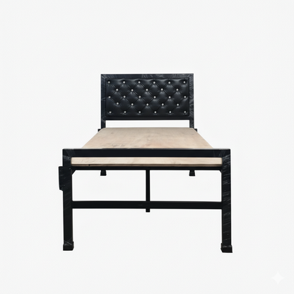 Bowzar Single Bed 3x6.5 Feet Heavy Quality with Head Cushion