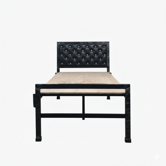 Bowzar Single Bed 3x6.5 Feet Heavy Quality with Head Cushion