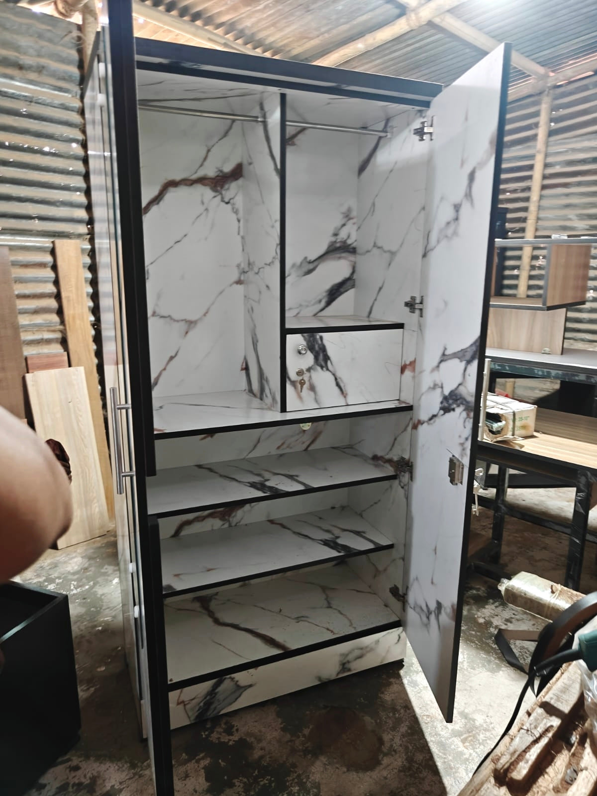 Bowzar Wooden 2 Door Almirah Wardrobe with Mirror