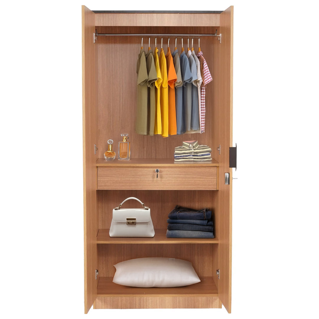 Bowzar MDF 2 Door Almirah 2 Door Wardrobe with Drawer