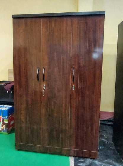 Bowzar 3 Door Almirah 3 Door Wardrobe 6 Feet Height White Marble