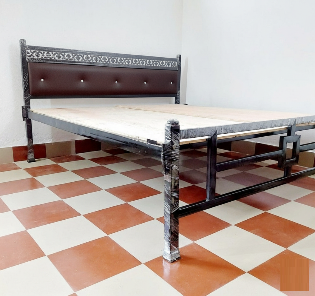 Bowzar KM King Bed Size 6X6.5 Feet Metal Bed Heavy Quality KM Dark Coffee