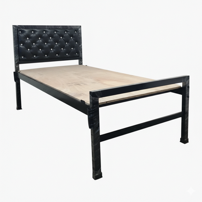 Bowzar Single Bed 3x6.5 Feet Heavy Quality with Head Cushion