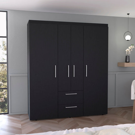 Bowzar 4 Door Wardrobe Almirah Wenge With 2 Drawer