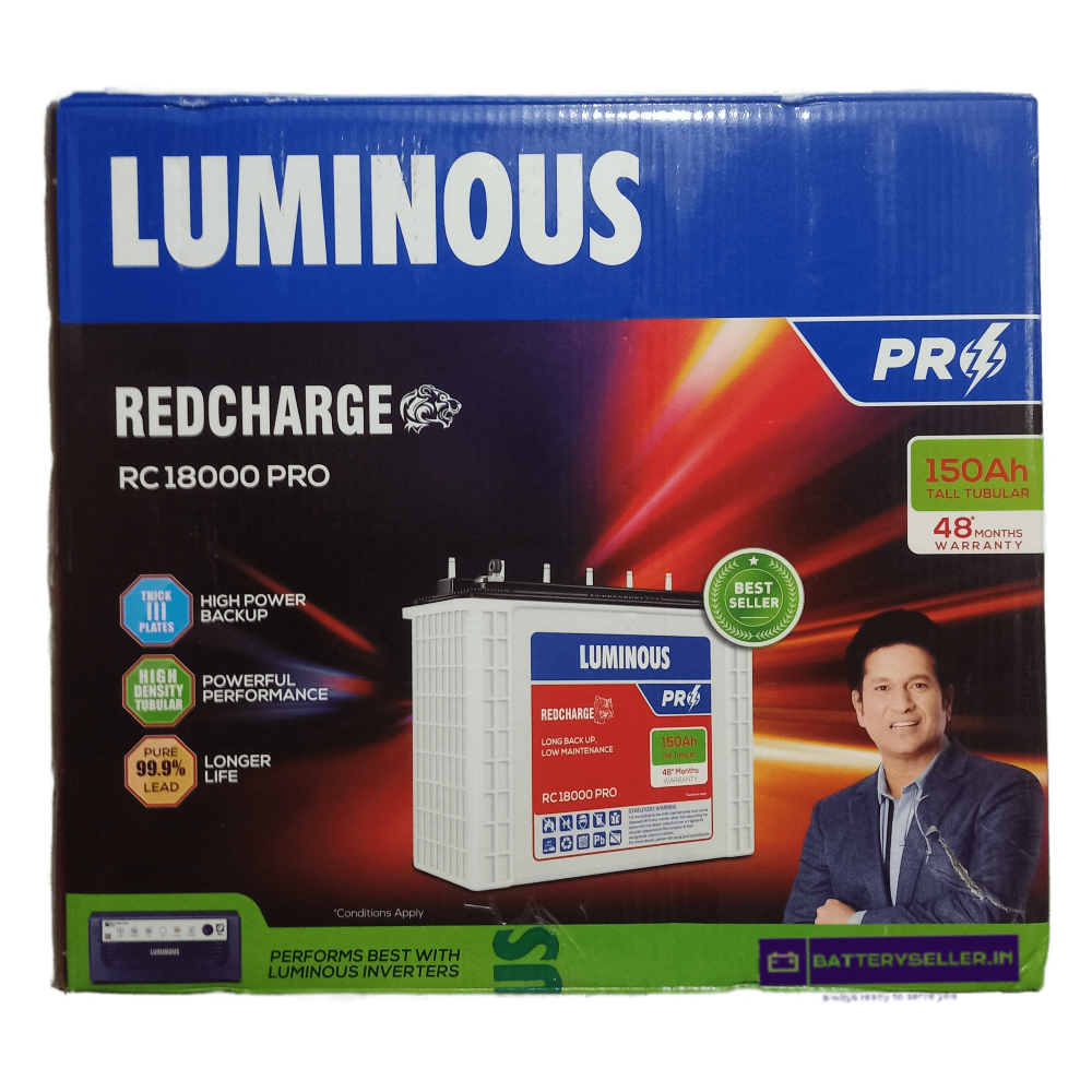 Luminous RC18000 Pro 150 Ah Tall Tubular Battery 48 Months Warranty