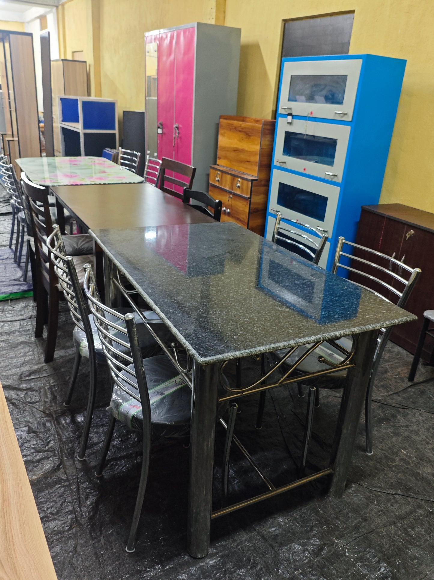 Bowzar Steel Dining 4 Seater With Granite Top