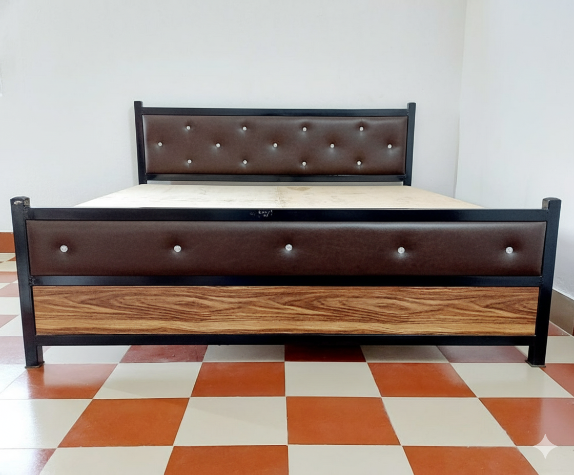 Bowzar NM Metal Bed King Bed Size 6X6.5 Feet Dark Coffee