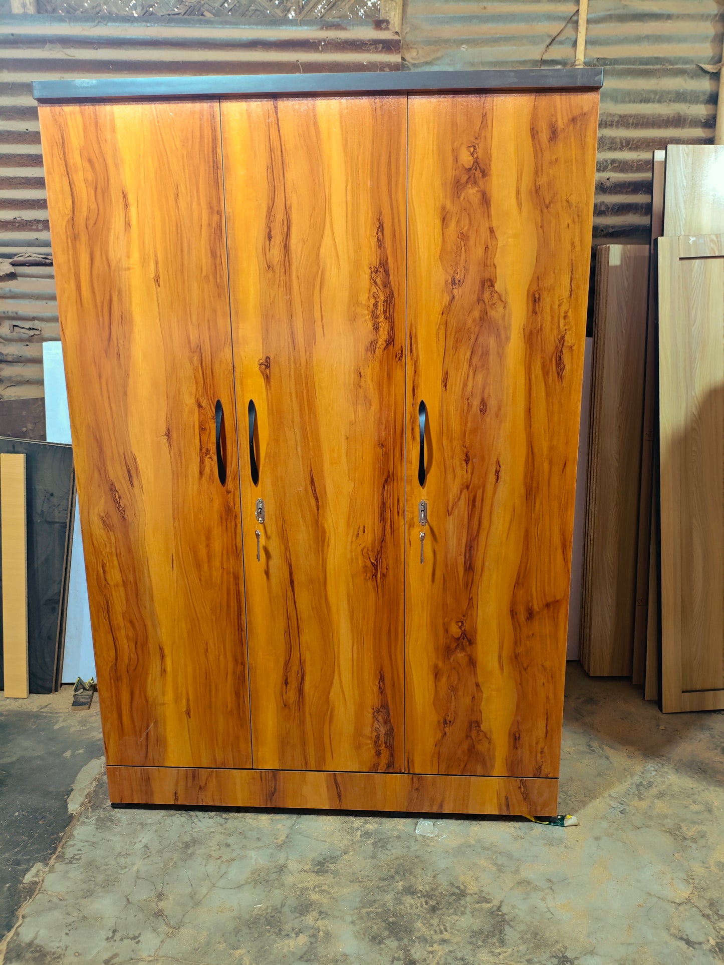3 Door Engineering Wood Wardrobe