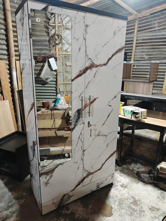 Bowzar Wooden 2 Door Almirah Wardrobe with Mirror