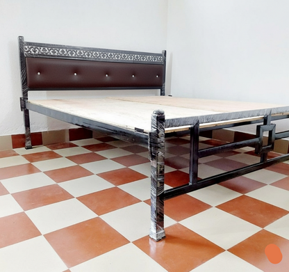 Bowzar King Bed Size 6X6.5 Feet Metal Bed Heavy Quality KM Coffee