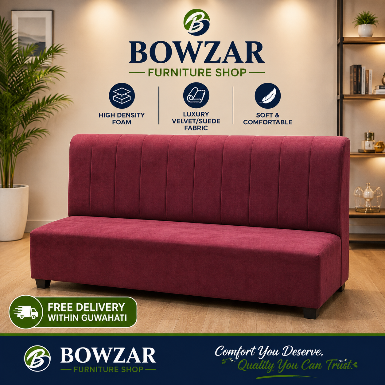 Bowzar 3 Seater Sofa High Quality Foam