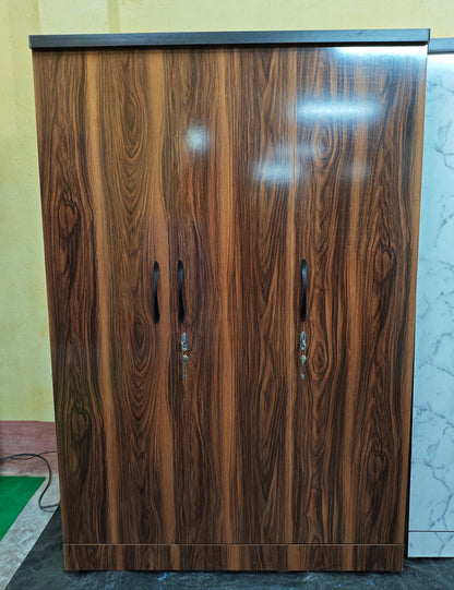 Bowzar 3 Door Almirah 3 Door Wardrobe 6 Feet Height White Marble