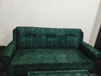 Bowzar Ritu Sofa Set 5 Seater with Center Table Calvin Velvet Fabric