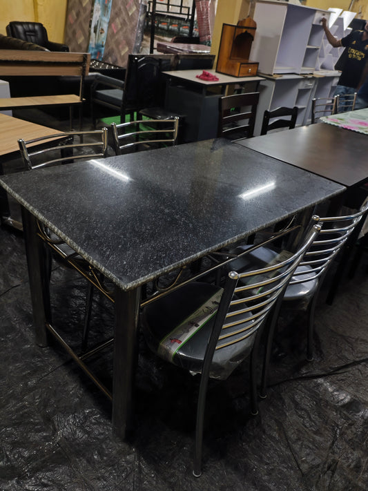 Bowzar Steel Dining 4 Seater With Granite Top