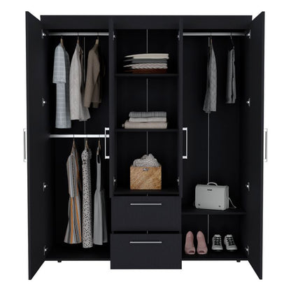 Bowzar 4 Door Wardrobe Almirah Wenge With 2 Drawer