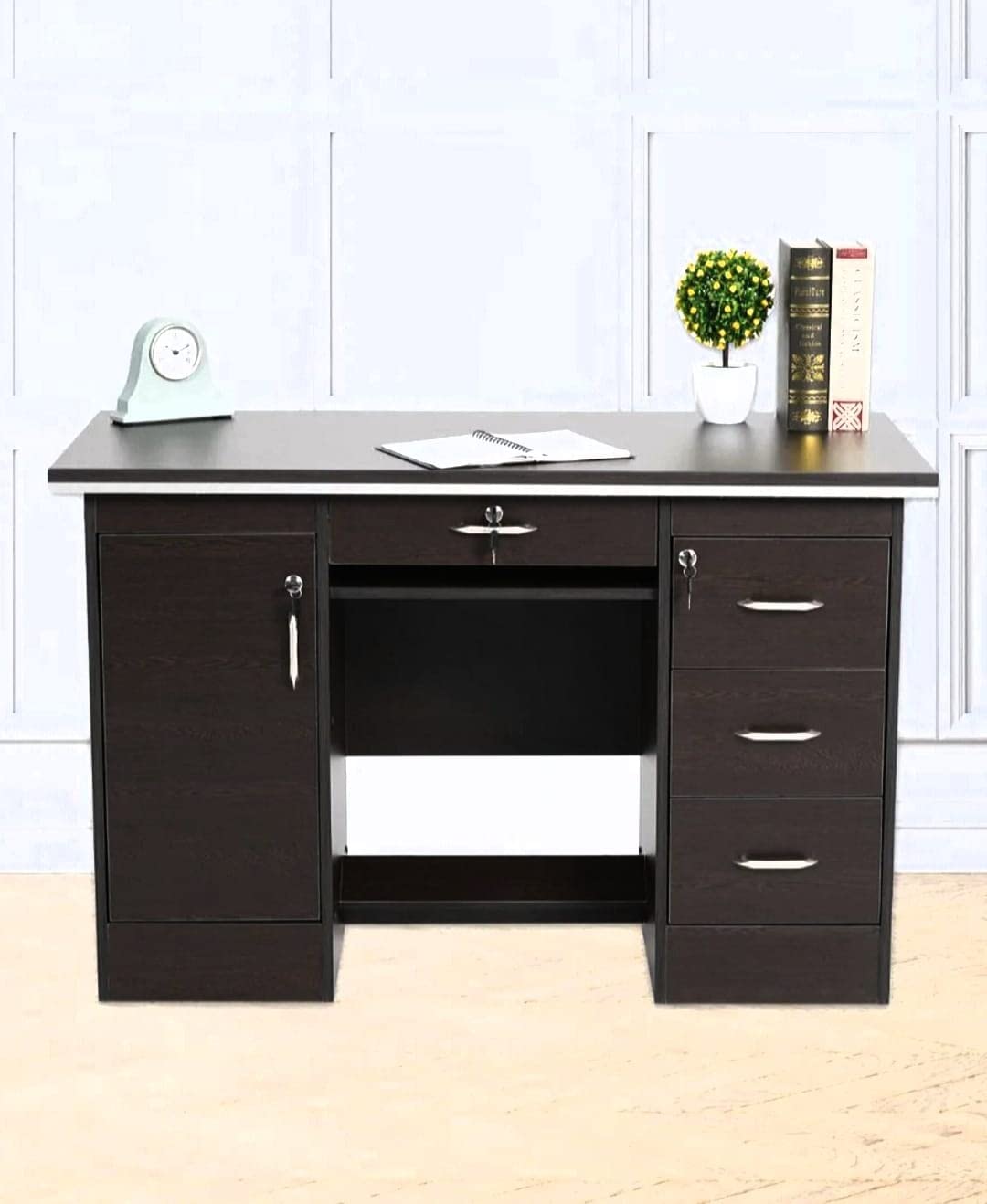 Bowzar Engineered Wood Office Table Study Table Office Table For Office Work Wenge Finish