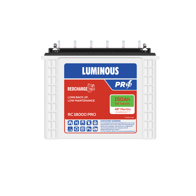 Luminous RC18000 Pro 150 Ah Tall Tubular Battery 48 Months Warranty
