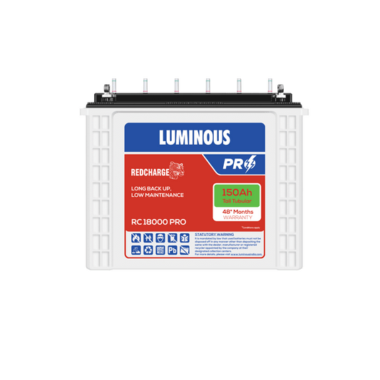 Luminous RC18000 Pro 150 Ah Tall Tubular Battery 48 Months Warranty