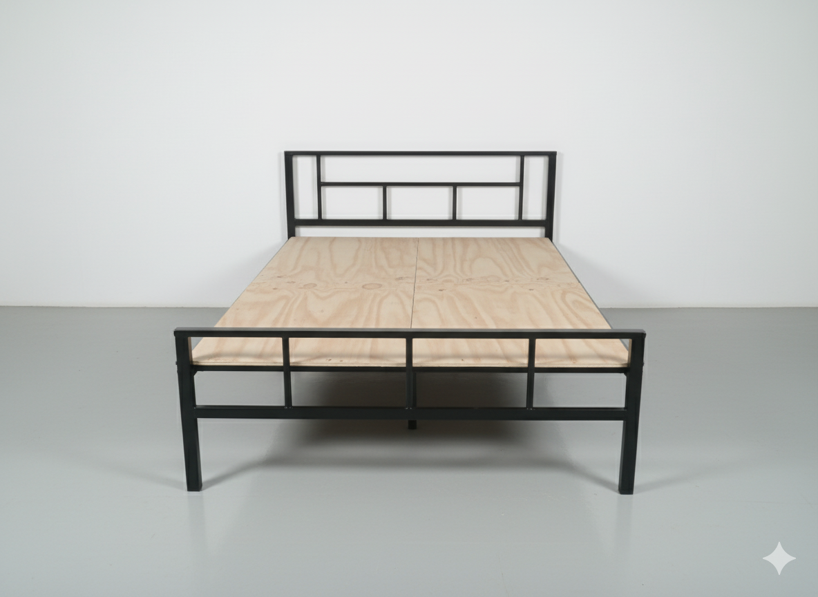 Bowzar HM Queen Bed Size 5X6.5 Feet Iron Metal Bed Bachelor Hostel PG Guest House