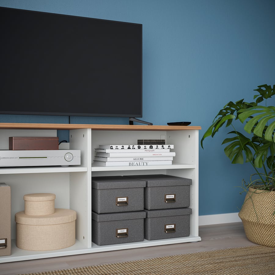 Bowzar Tv Cabinet Simple Design Long Lasting 4X1.3X2 Feet White