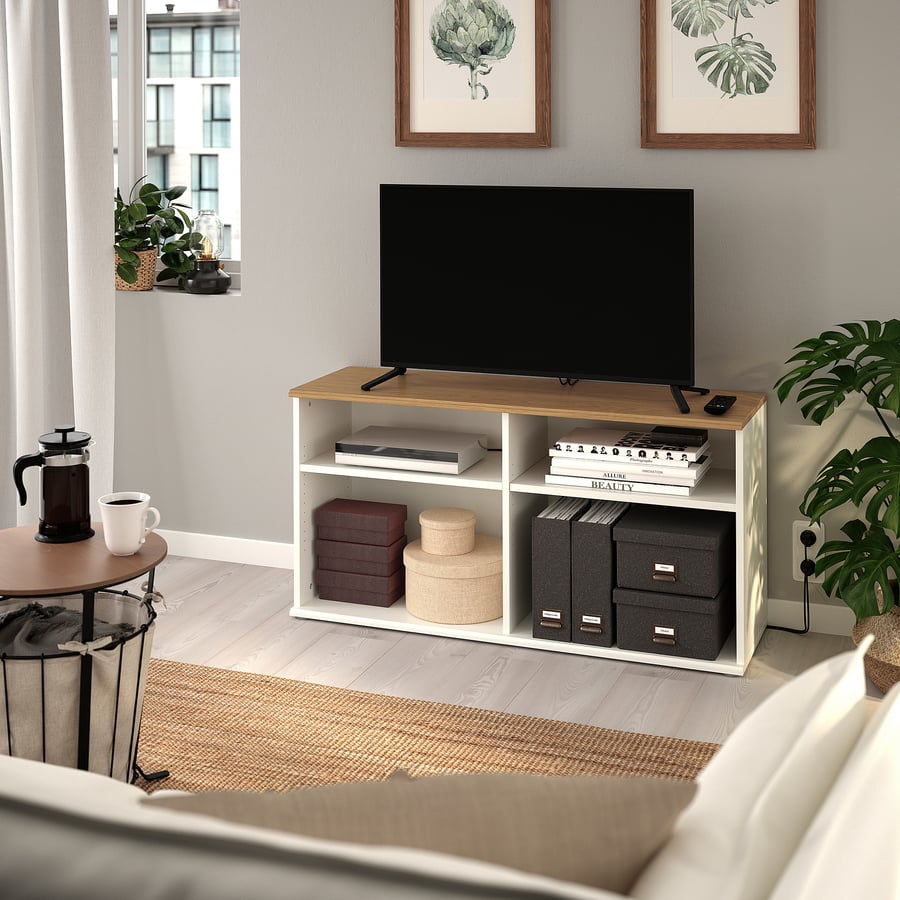 Bowzar Tv Cabinet Simple Design Long Lasting 4X1.3X2 Feet White