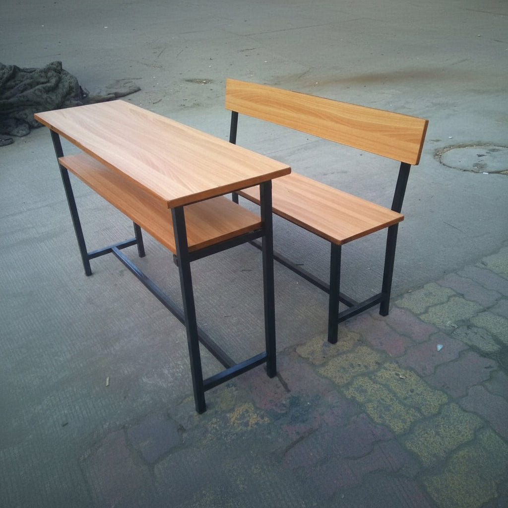 Bowzar Simple 2 Seater Desk Bench 48'' W X 30''  D Dual Desk with Bag Shelf